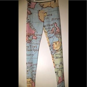 Society six blue world map legging XS